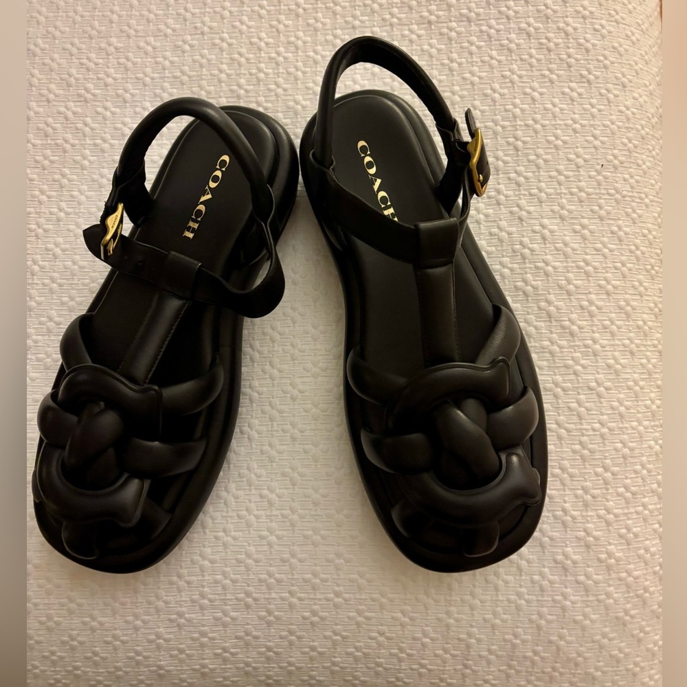 COACH Black Knotted Women's Sandals. - Picture 4 of 4
